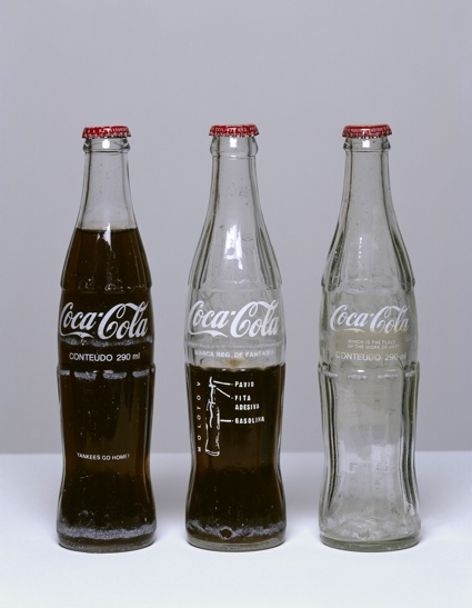 Cildo Miereles, Insertions into Ideological Circuits: Coca-Cola Project 1970. © Cildo Meireles. Image courtesy Tate 